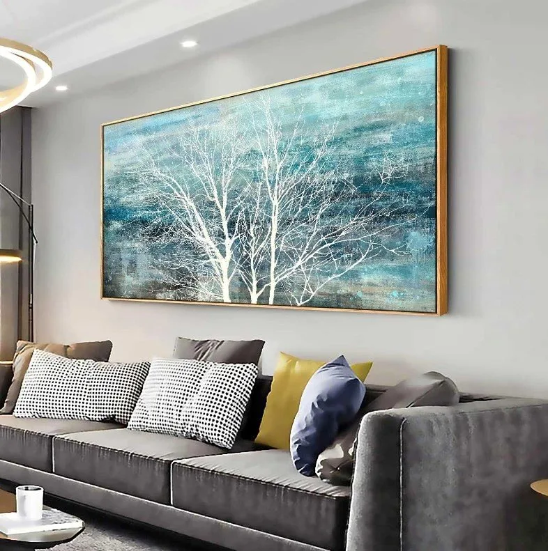 *New* Framed Abstract Tree Wall Painting 40"x19.5" thumbnail