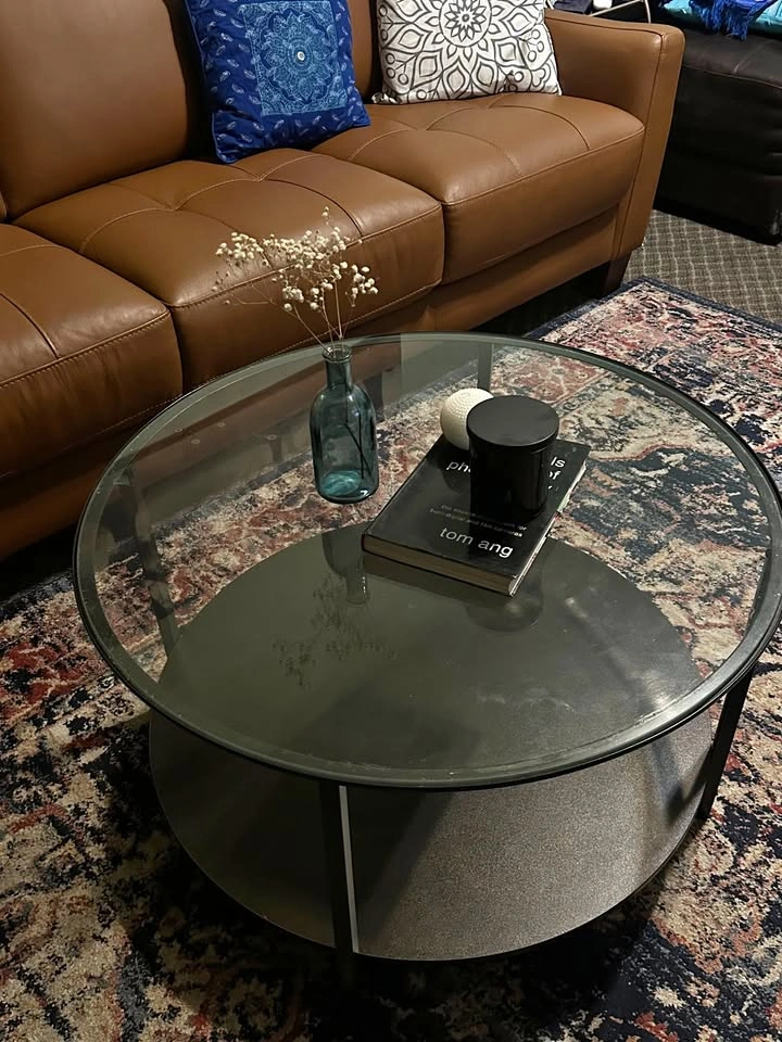 Mid-Century Modern Inspired Round Glass Coffee Table