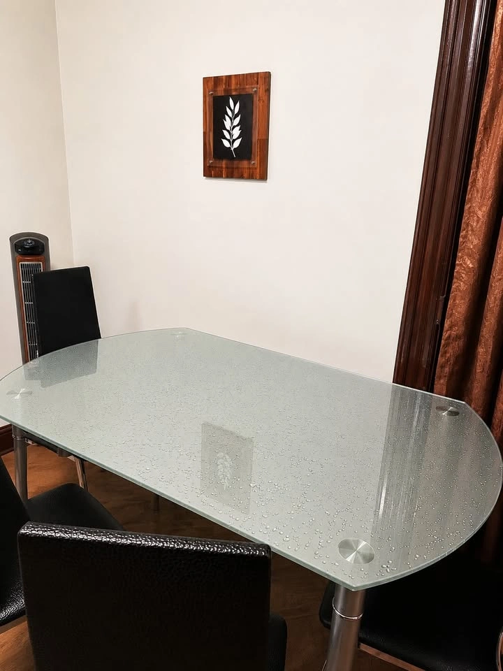 Dining table set with 4 chairs – glass top mid-century modern di - photo 2