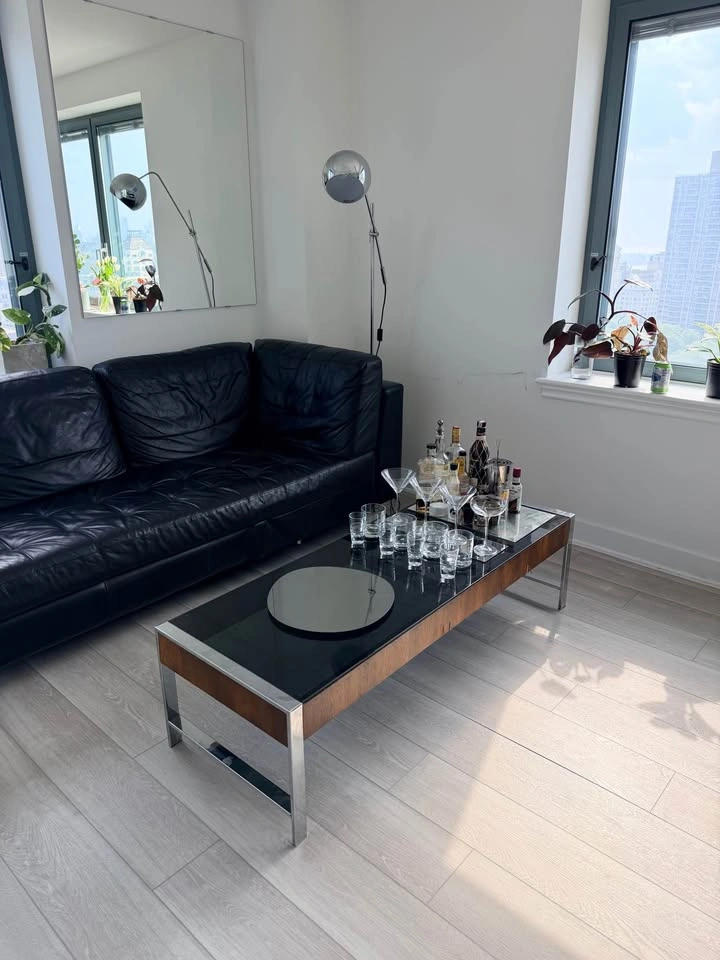 Vintage Black Glass and Chrome Coffee Table - photo 2