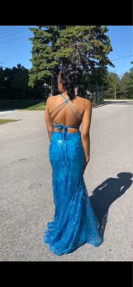 Stunning Aqua Coloured Prom Dress (Size 5) - Worn Once - photo 2