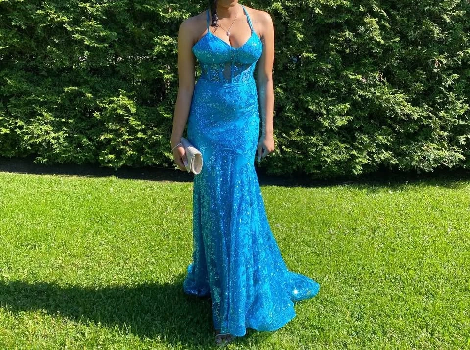 Stunning Aqua Coloured Prom Dress (Size 5) - Worn Once - photo 4