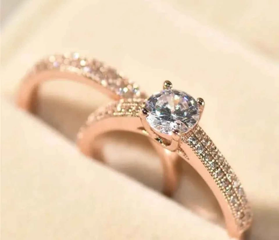 Luxury Elegant Alloy Engagement Ring Set For Women - photo 2