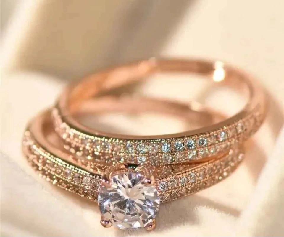 Luxury Elegant Alloy Engagement Ring Set For Women - photo 3