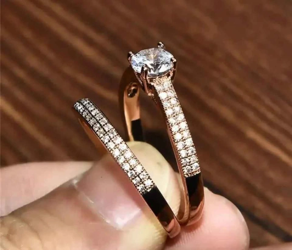 Luxury Elegant Alloy Engagement Ring Set For Women - photo 4