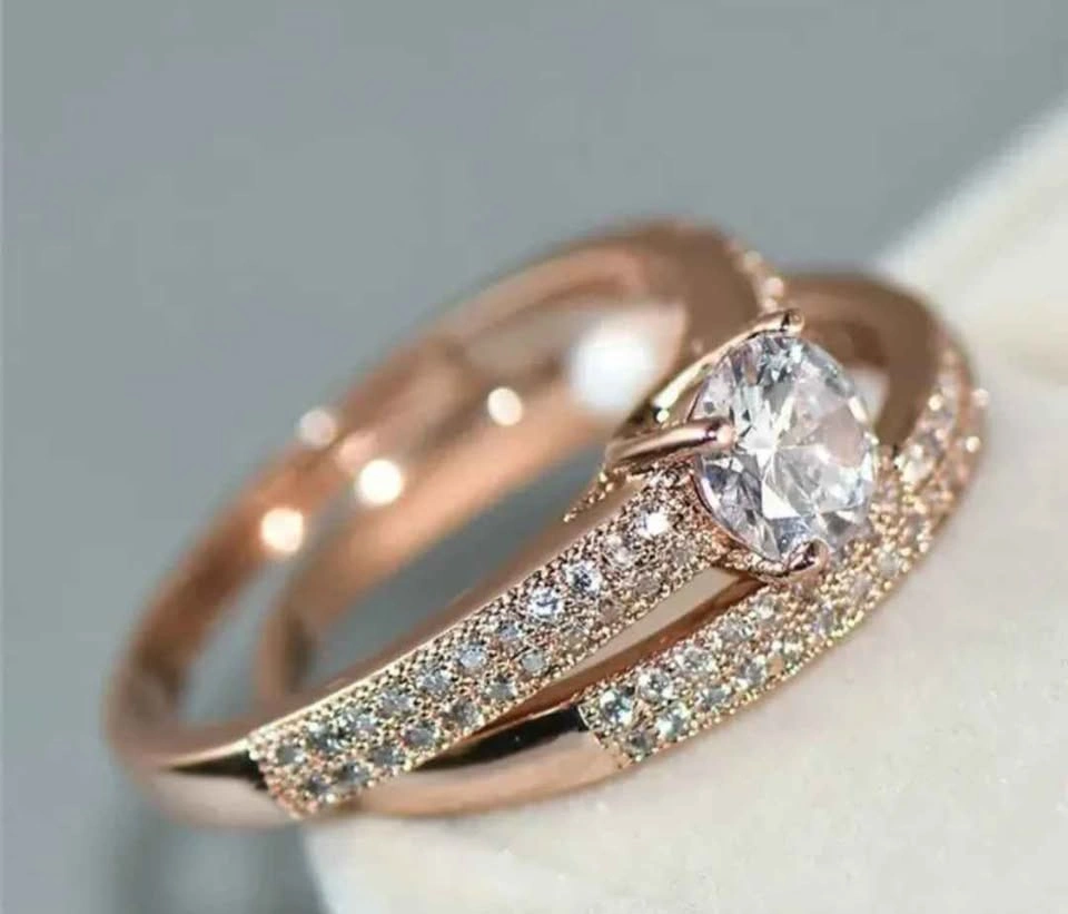 Luxury Elegant Alloy Engagement Ring Set For Women - photo 5