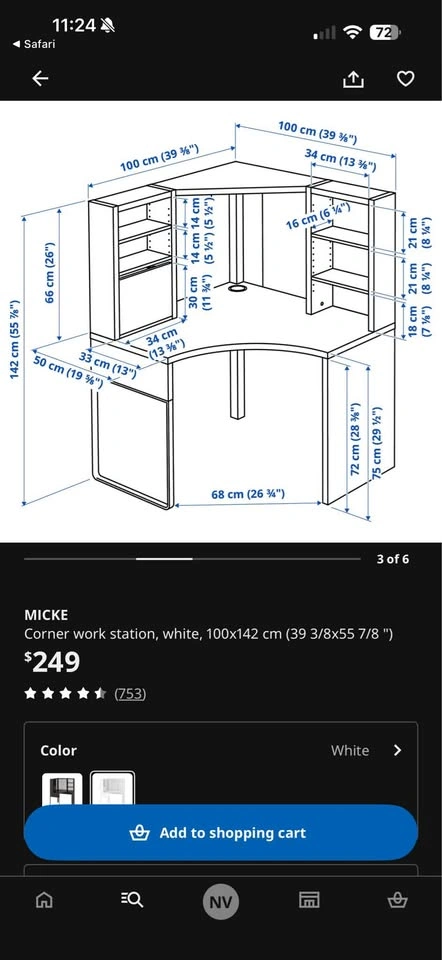 IKEA MICKE Corner Workstation - White (Assembled!) - photo 3