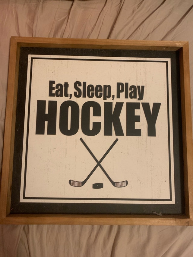Eat Sleep Hockey Framed Wooden Poster