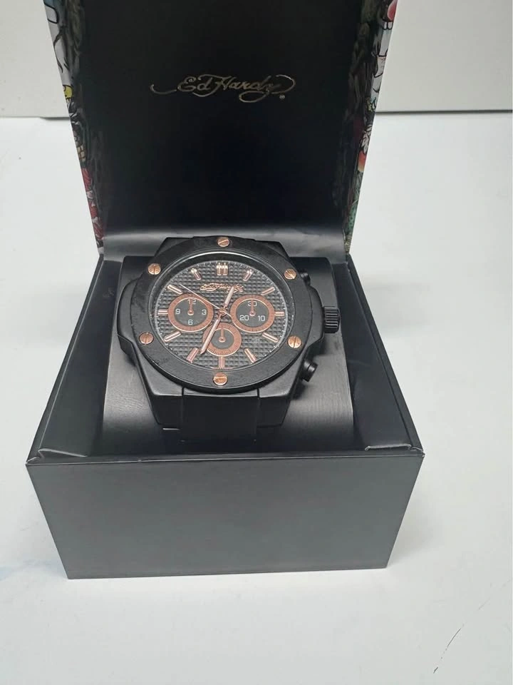 Ed Hardy Men's Black Stainless Steel Watch Model 50441 w/ Box - photo 3