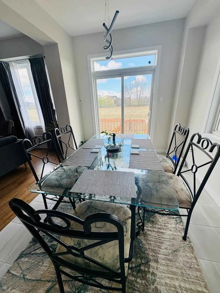 Sturdy Glass Dining Set + 5 Cushioned Chairs (Pet/Smoke-Free) - photo 2