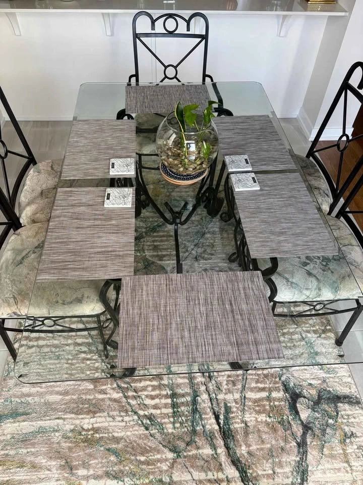 Sturdy Glass Dining Set + 5 Cushioned Chairs (Pet/Smoke-Free) - photo 3