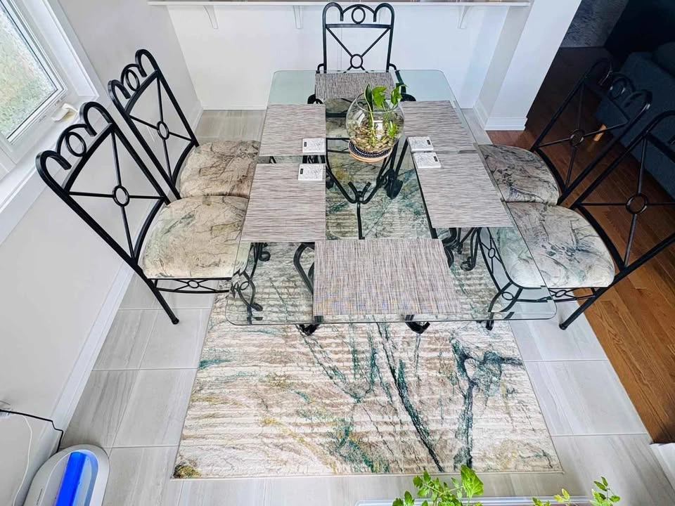 Sturdy Glass Dining Set + 5 Cushioned Chairs (Pet/Smoke-Free) - photo 4