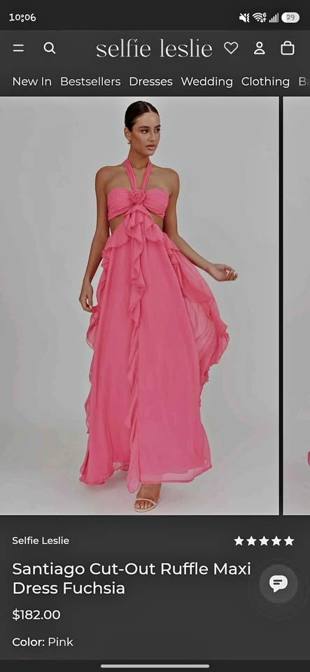 Selfie Leslie Fuchsia Ruffle Maxi Dress - Size S