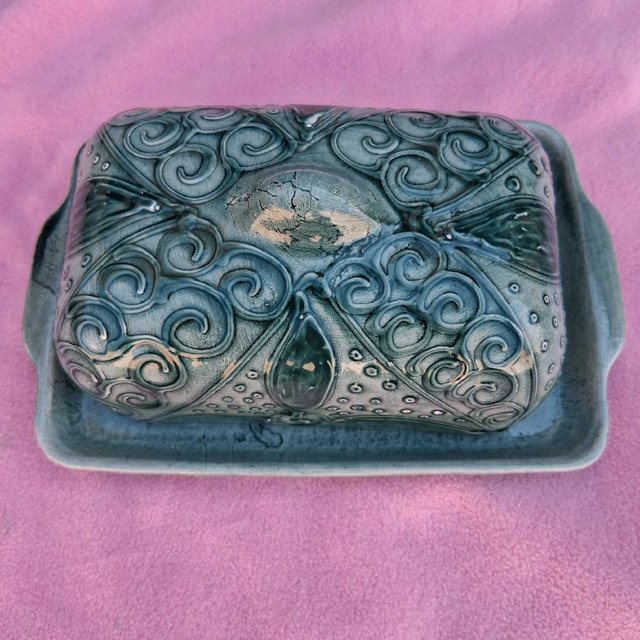 Spanish gray butter dish pottery