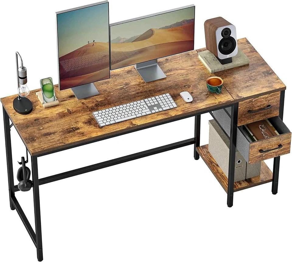 CubiCubi 47" 2-Drawer Desk, Light Brown