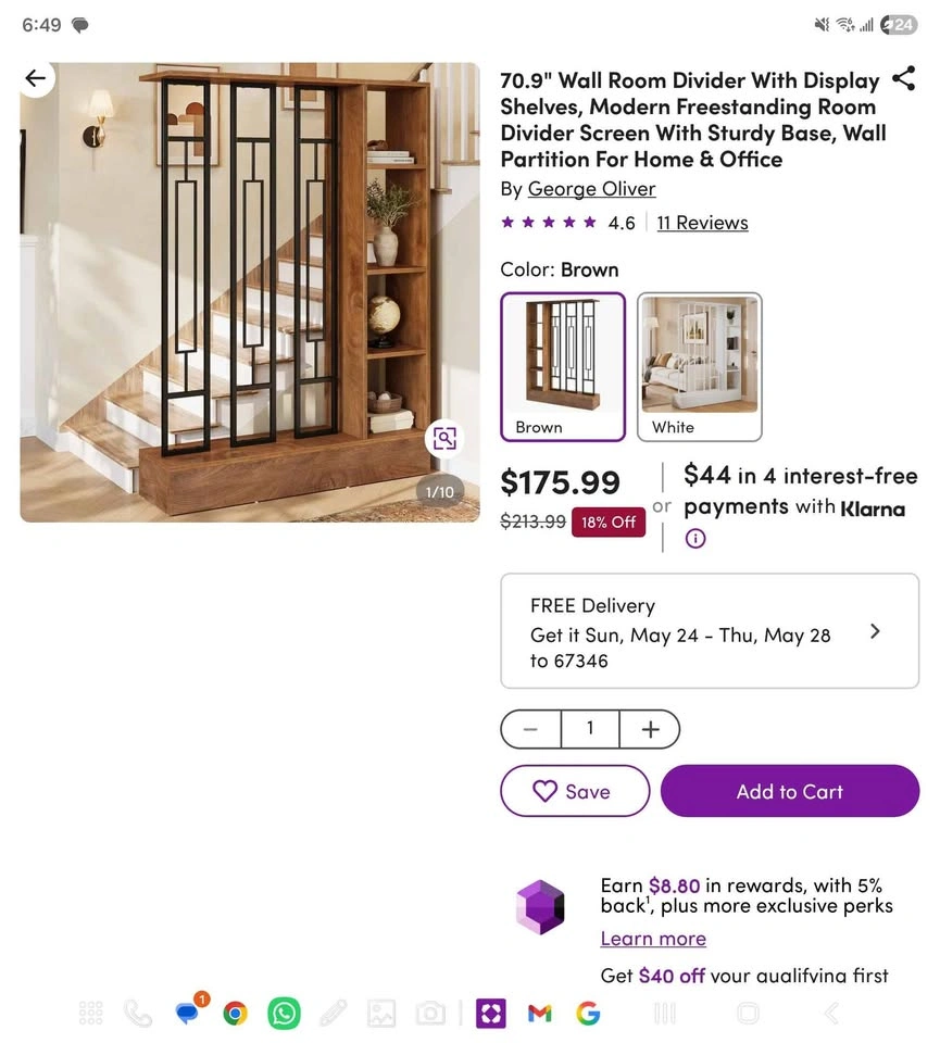 Wall Room Divider With Display Shelves (ONE) - photo 2