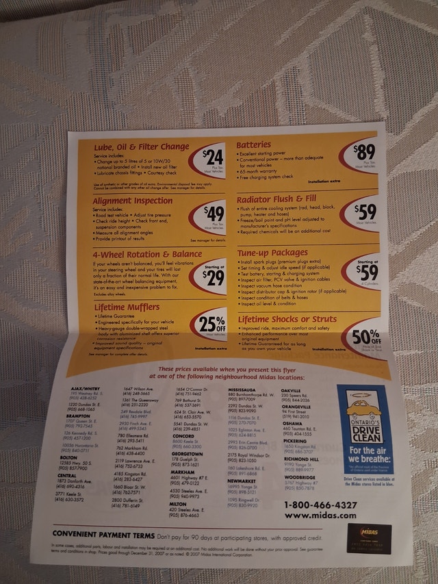 Vintage 2007 Midas Auto Service Flyer - photo 2