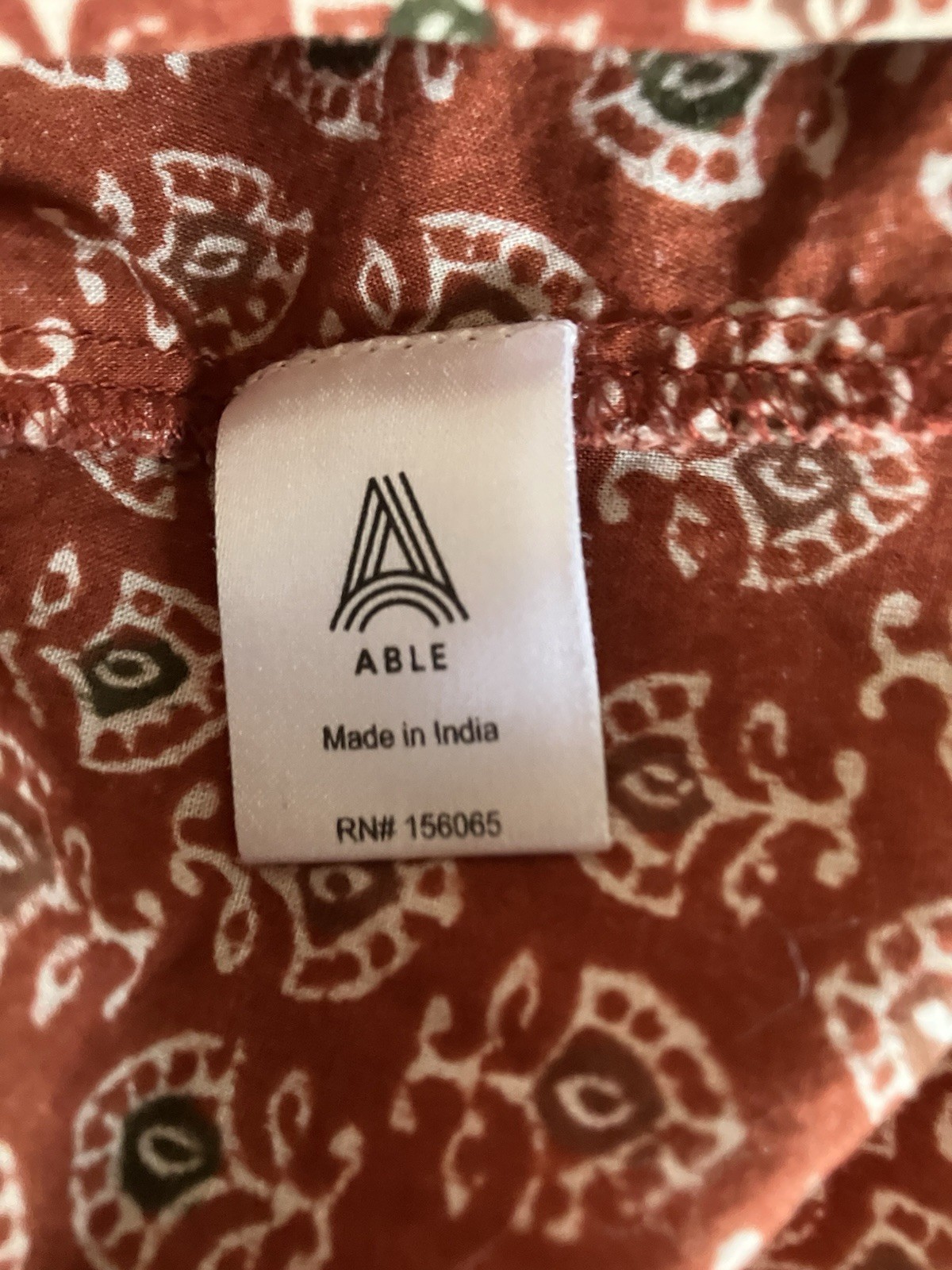 Able Women's Red Block Print Cotton Blouse Size S Long Sleeve - photo 4