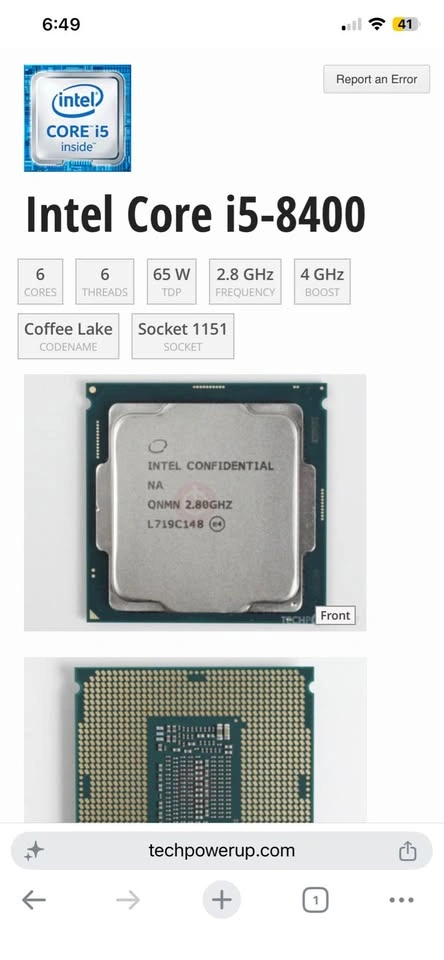 Intel Core i5-8400 CPU with Heat Sink - photo 3
