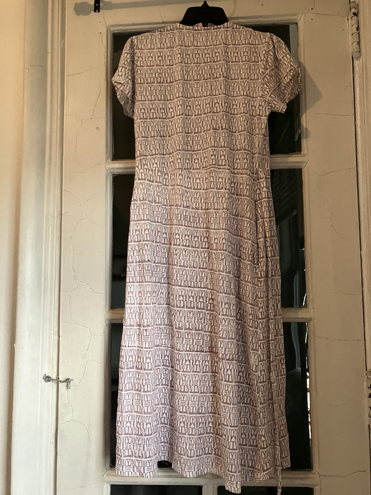 Passion Lilie Mauve Block Print Cotton Jersey Wrap Midi Dress S - photo 2