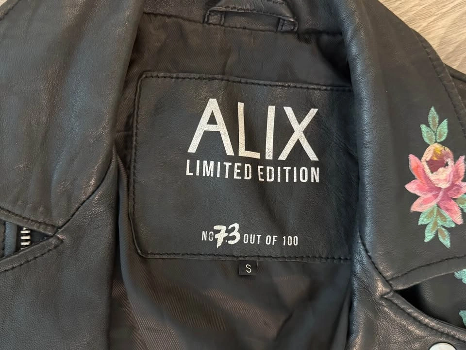 Black Genuine Leather Jacket Floral - Limited Edition - photo 4