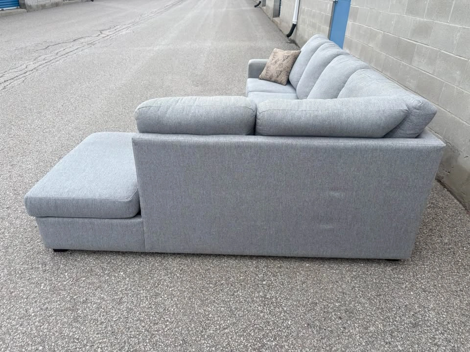 Grey Large Light Grey Sectional Sofa with Pillows - photo 4