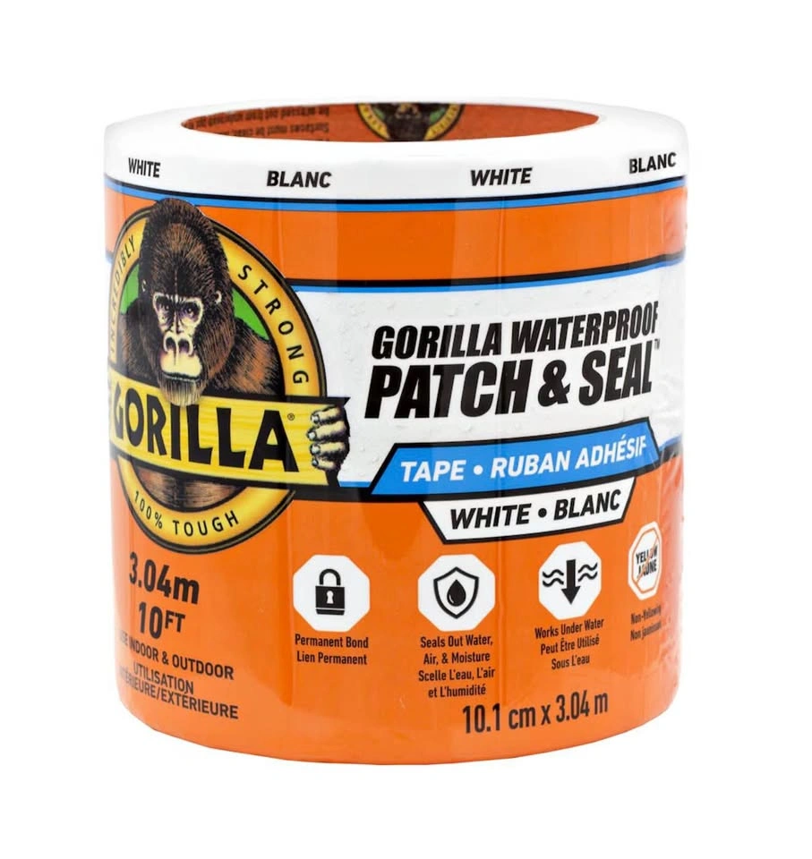 Gorilla Waterproof Patch & Seal Tape (White) – 4" x 10'