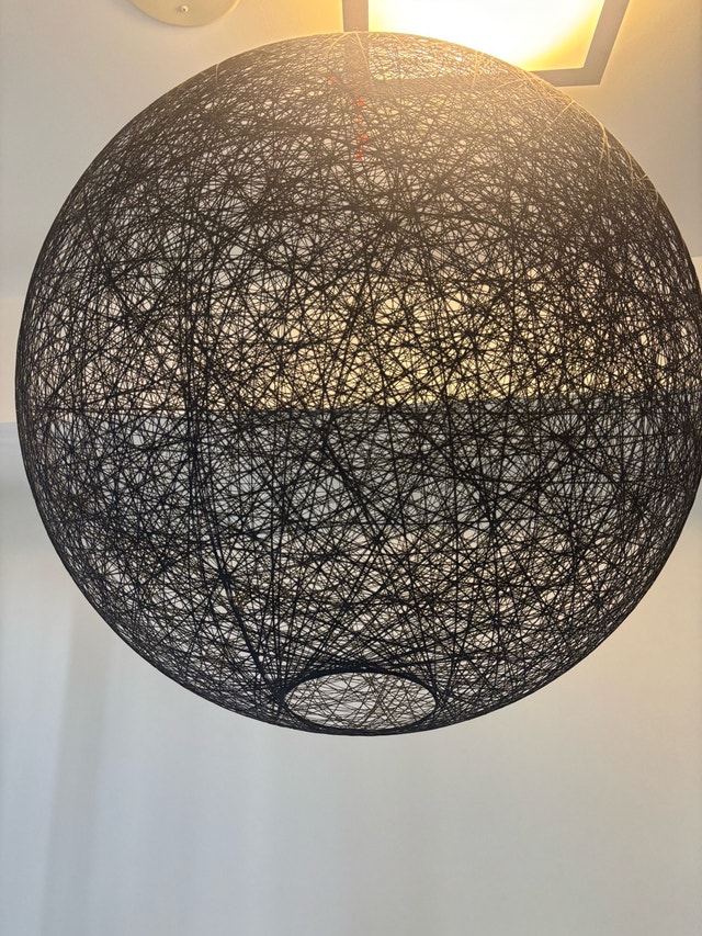 Large Stellar Thread Pendant Globe Light Fixture - Black