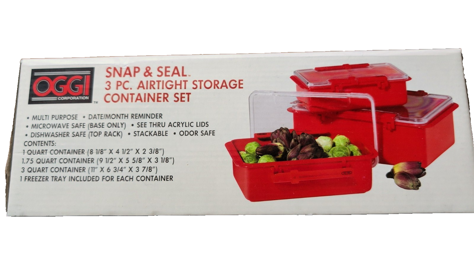 OGGI Snap 'N Seal 3 Piece Food Storage Set - New