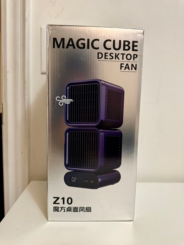 Dual-Head Desktop Fan, Portable Table Fan with Auto Oscillation
