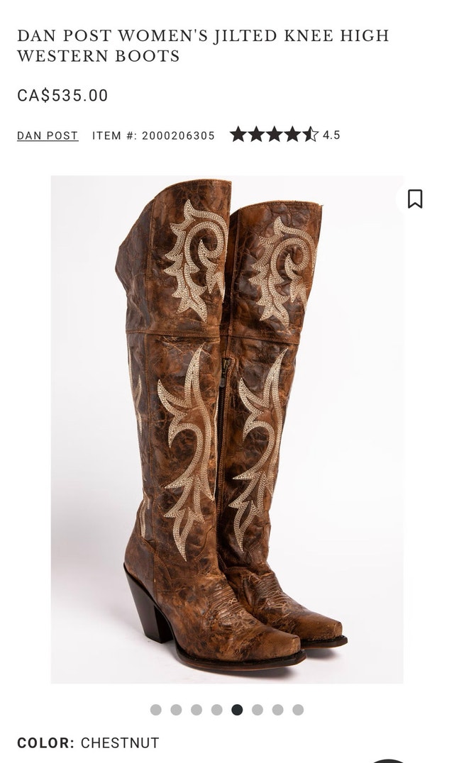 Dan Post Knee High Cowboy Boots Size 8