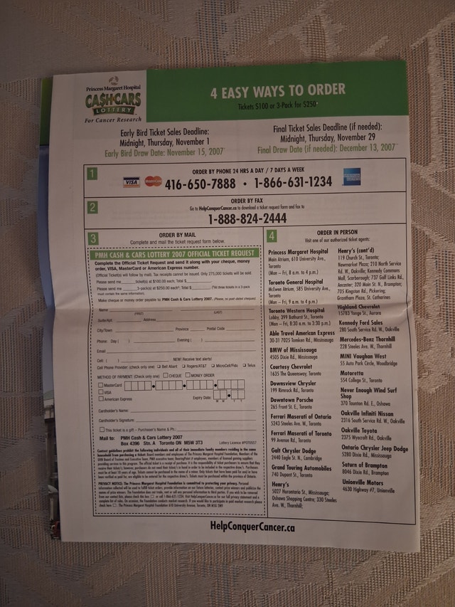 2007 Princess Margaret Cash & Cars Lottery Brochure - photo 4