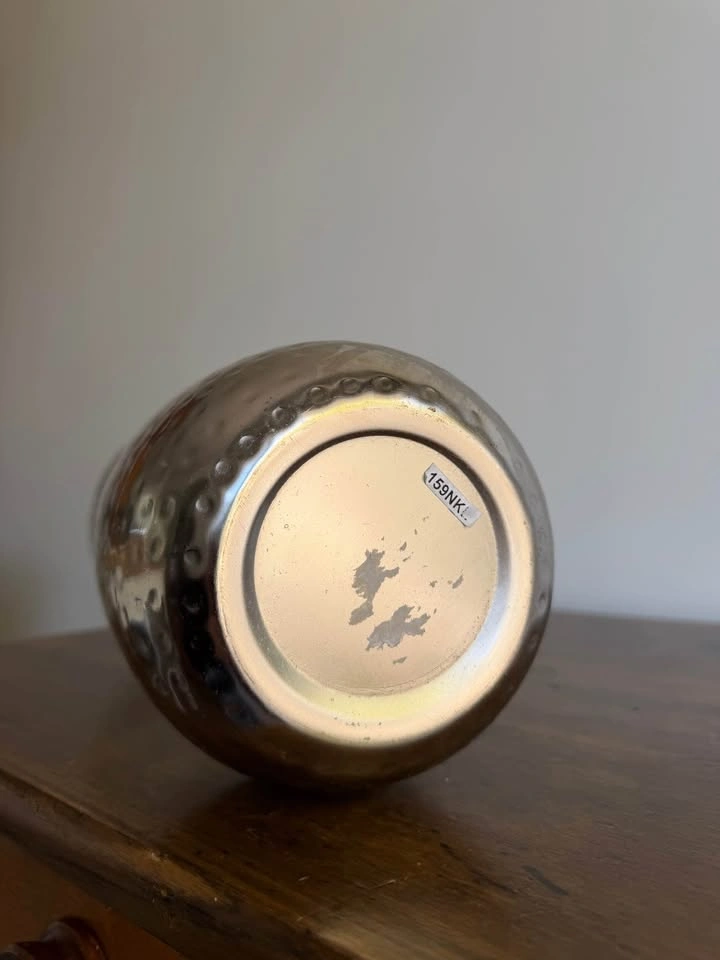 Hammered Metal and Glass Hurricane Candle Holder - photo 2