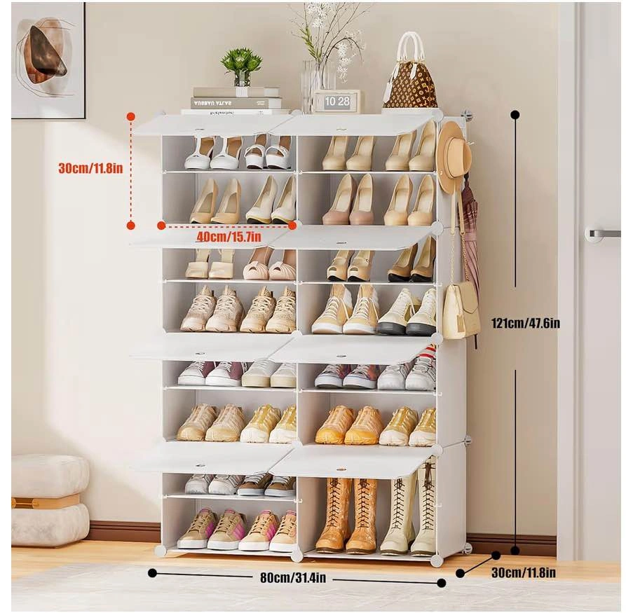 White Modular Shoe Rack Storage Organizer - photo 3