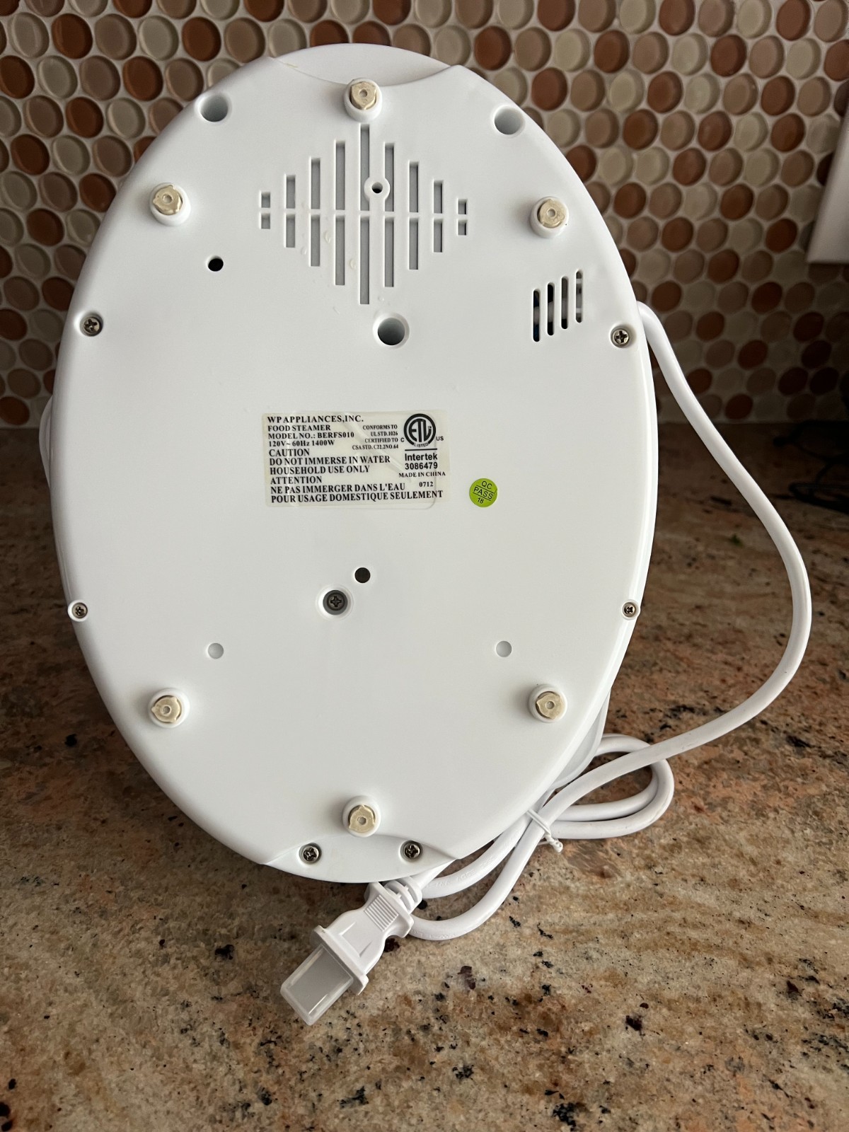 Wolfgang Puck Food Steamer BERFS010 - White, Assembled NWOB - photo 5