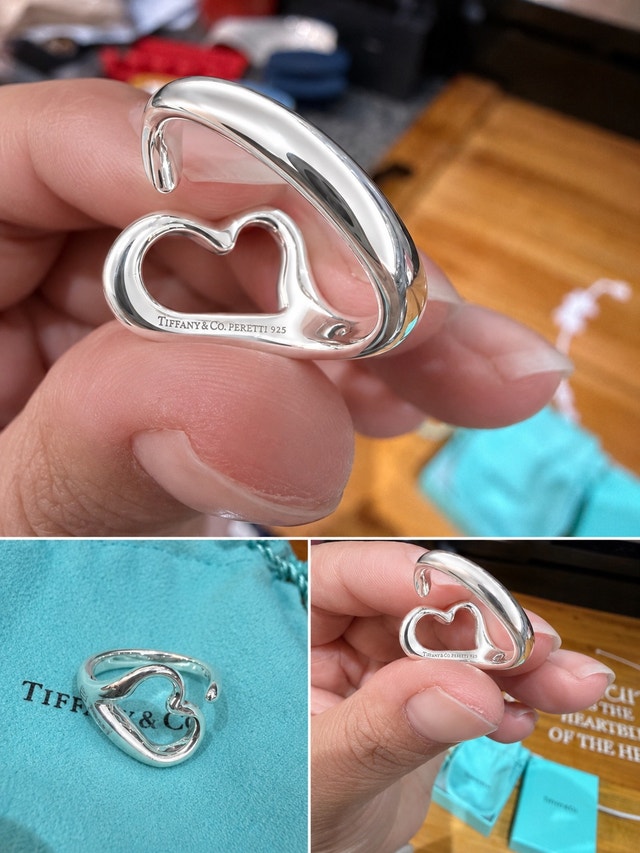 Tiffany & Co. Sterling Silver Open Heart Ring by Elsa Peretti