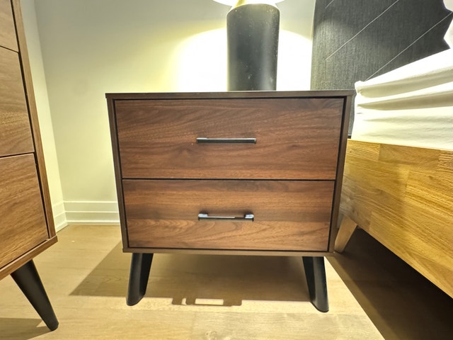 Article Nightstand - Mid-Century Modern Walnut Finish