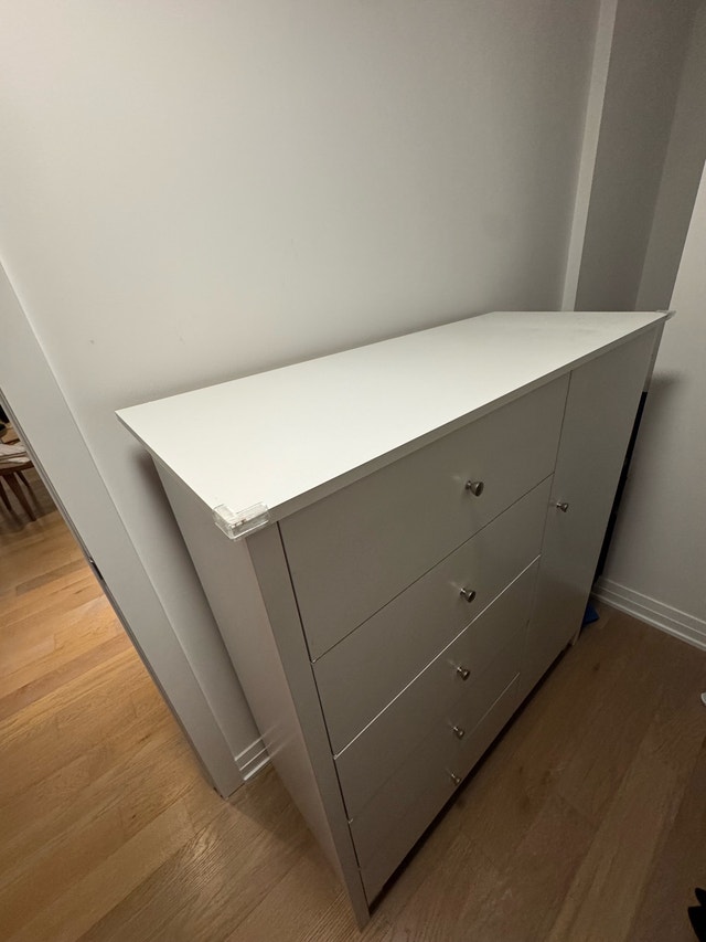 White Cabinet with Drawers and Door - photo 2