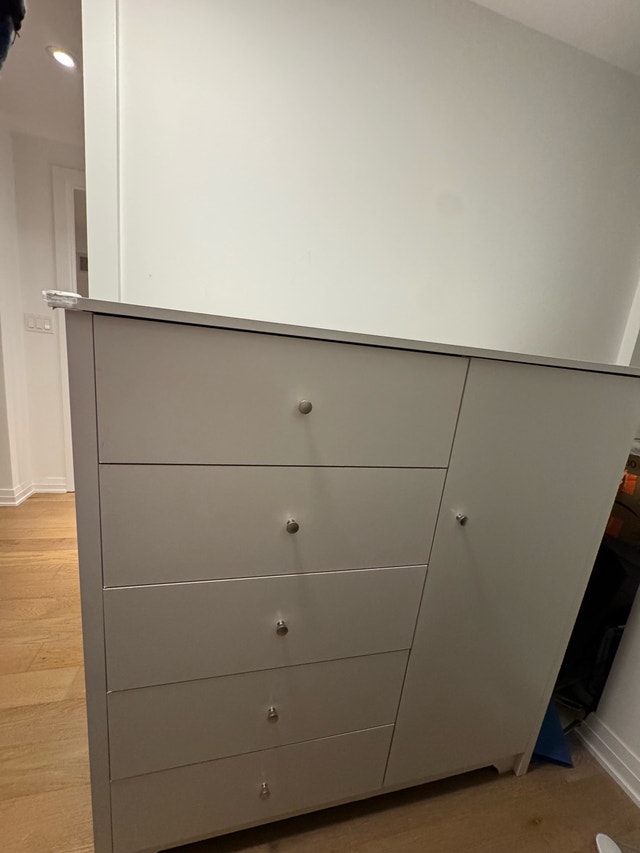White Cabinet with Drawers and Door - photo 3