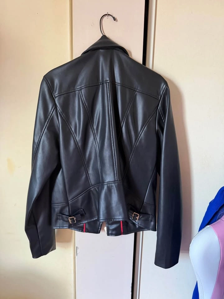 Tommy Hilfiger Black Faux Leather Moto Jacket M - photo 2