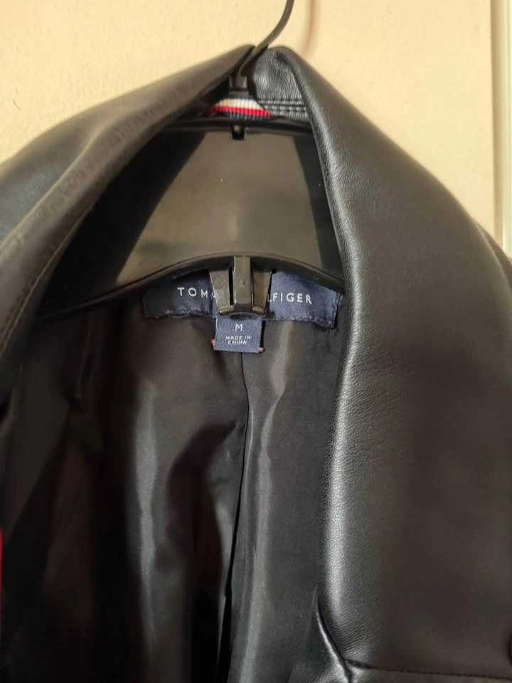 Tommy Hilfiger Black Faux Leather Moto Jacket M - photo 3