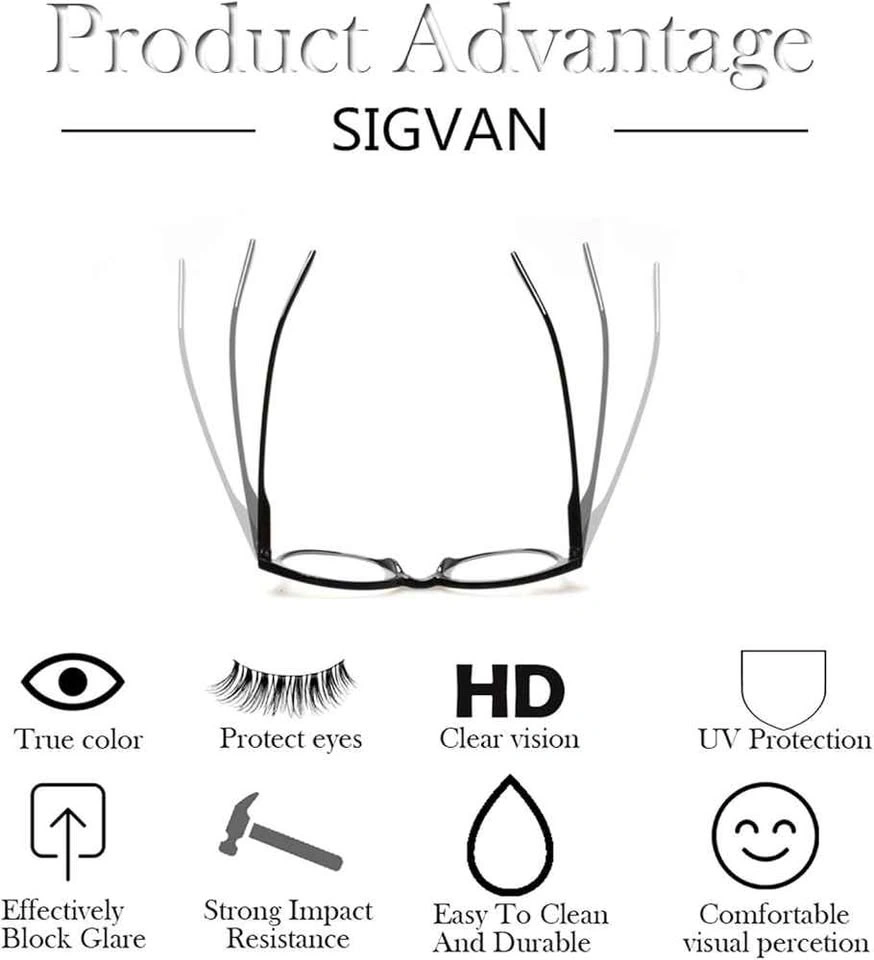 SIGVAN 3 Pack Reading Glasses Spring Hinge Stylish Readers Black - photo 3