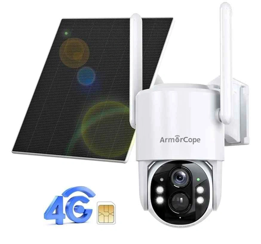 4G LTE Cellular Security Camera, No Wifi, 2.5K Solar Outdoor