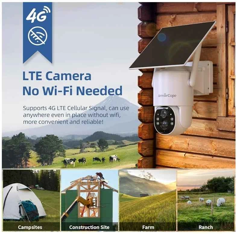 4G LTE Cellular Security Camera, No Wifi, 2.5K Solar Outdoor - photo 2