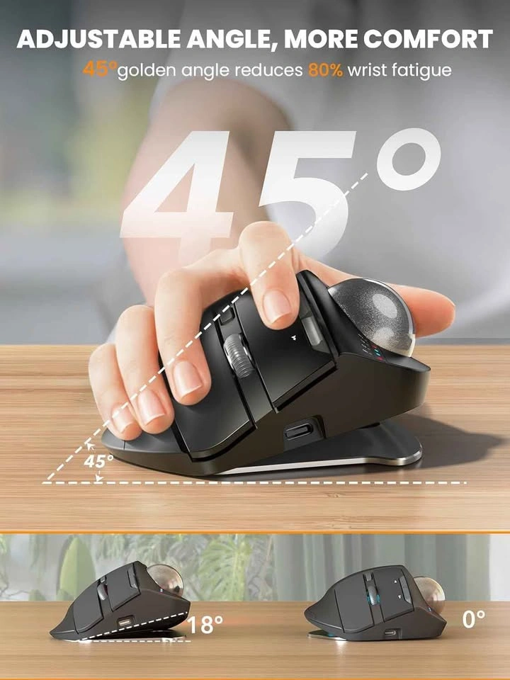 SABLUTE MAM1 Pro Ergonomic Wireless Trackball Mouse - photo 2