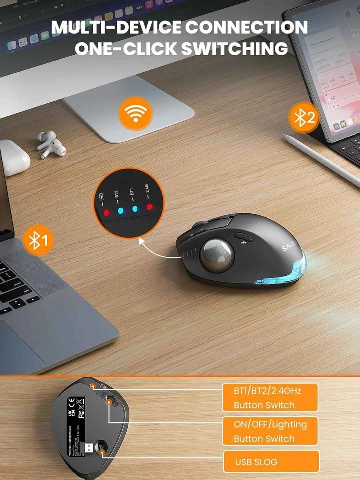 SABLUTE MAM1 Pro Ergonomic Wireless Trackball Mouse - photo 4