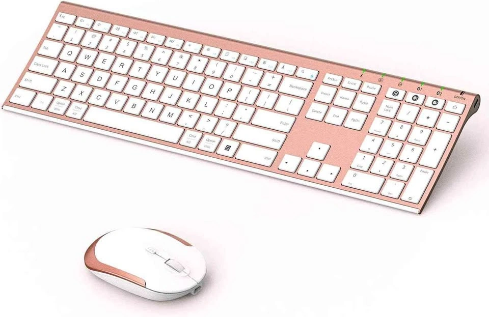 NIXIUKOL Rose Gold Wireless Keyboard Mouse Combo