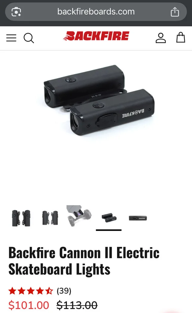 Backfire Cannon II Electric Skateboard Lights thumbnail