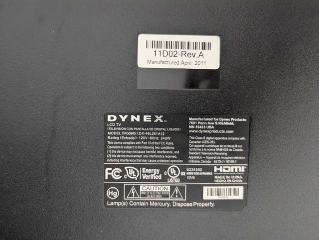Dynex 46" LCD TV - Great Condition - photo 2