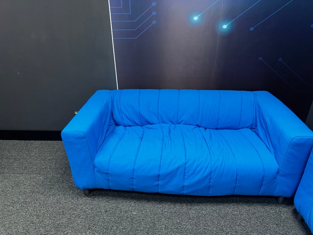 Loveseat Sofas with Removable Blue Covers - photo 3
